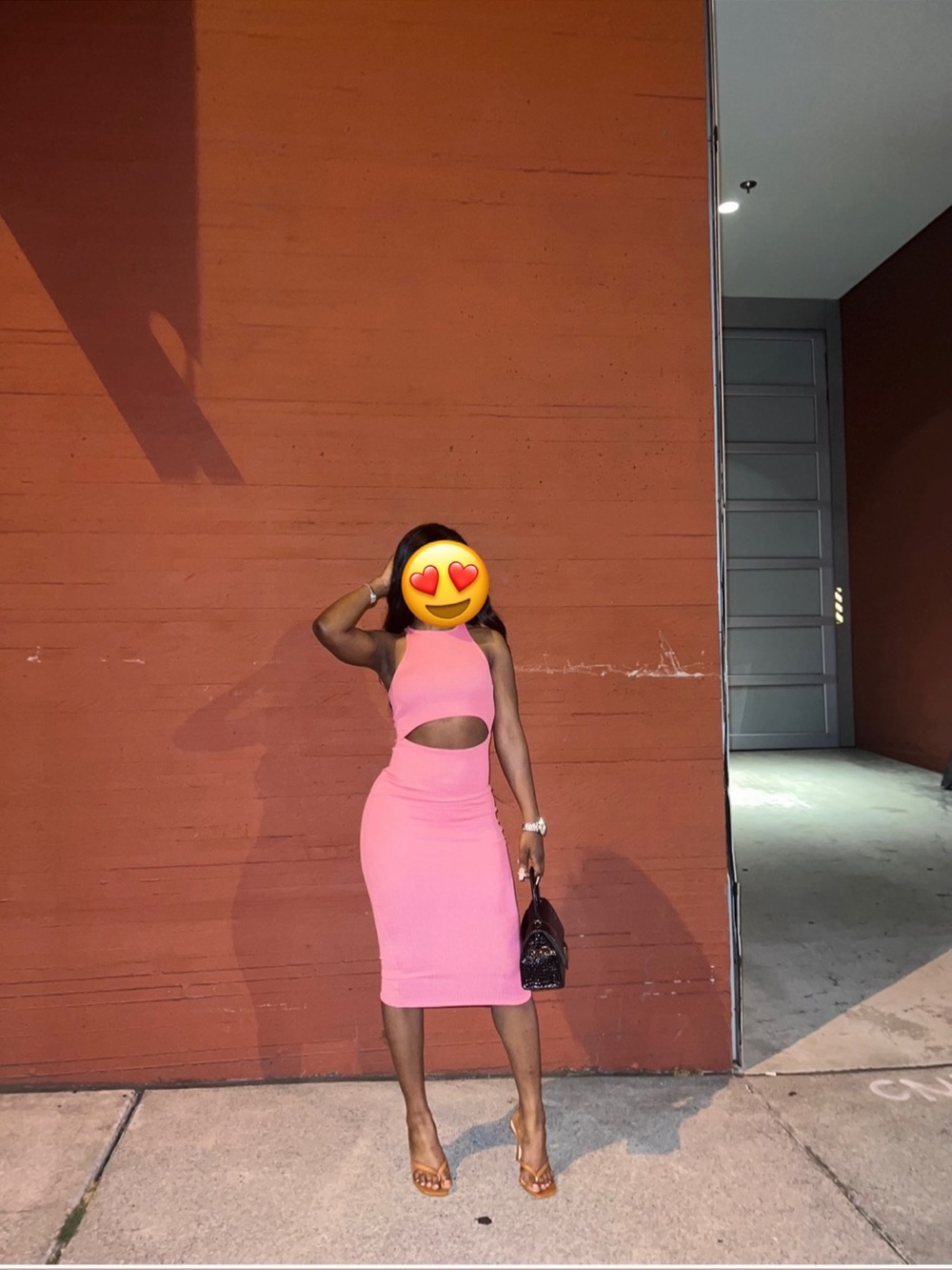 PrettyLittleThing Pink Cut-Out Midi Dress - Picture 2 of 4